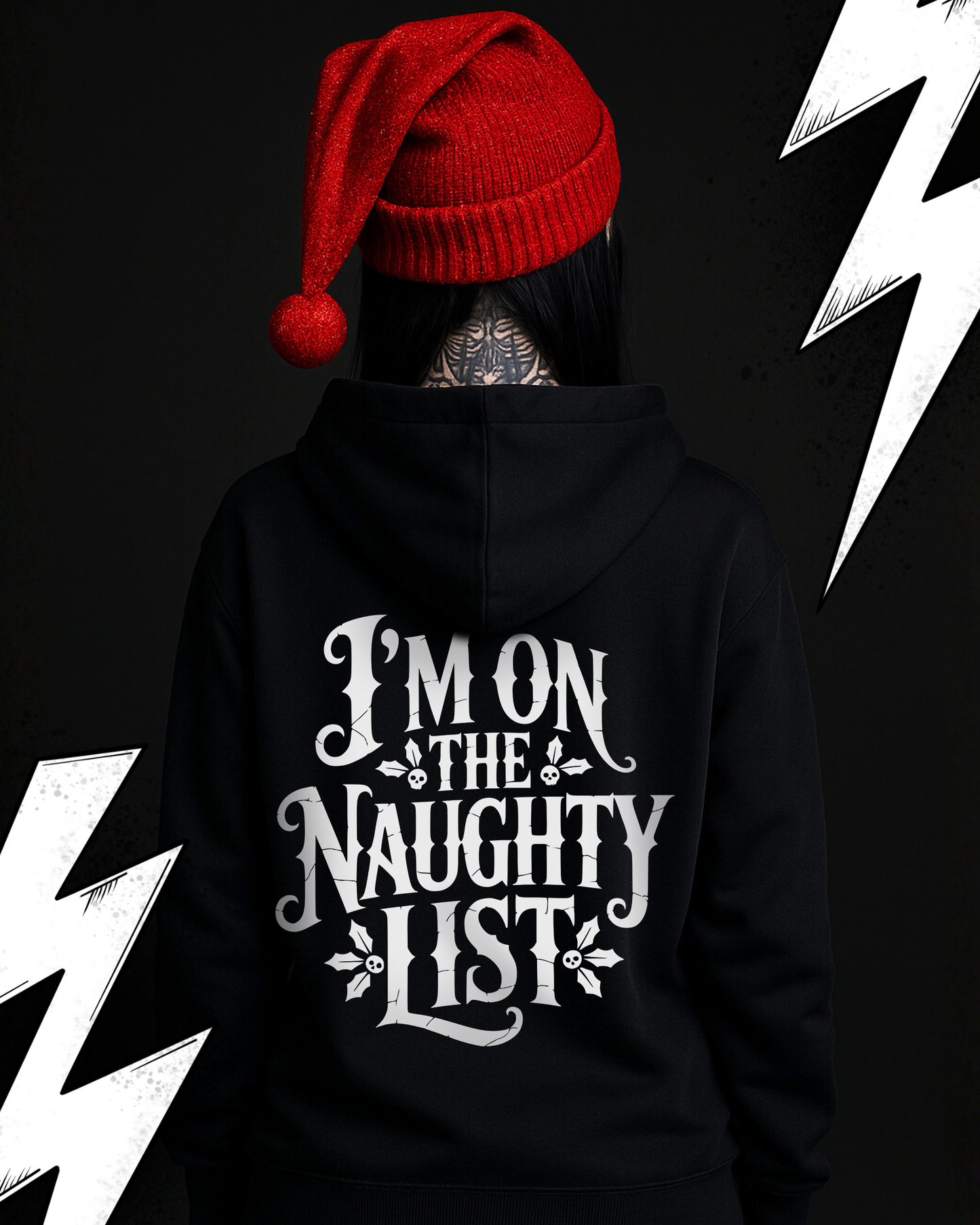 Black Christmas Gothic Hoodie - Naughty List