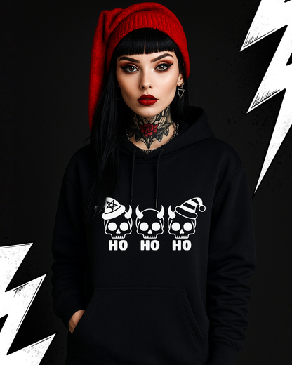 Black Christmas Gothic Hoodie - Ho Ho Ho Christmas Hoodie UNISEX