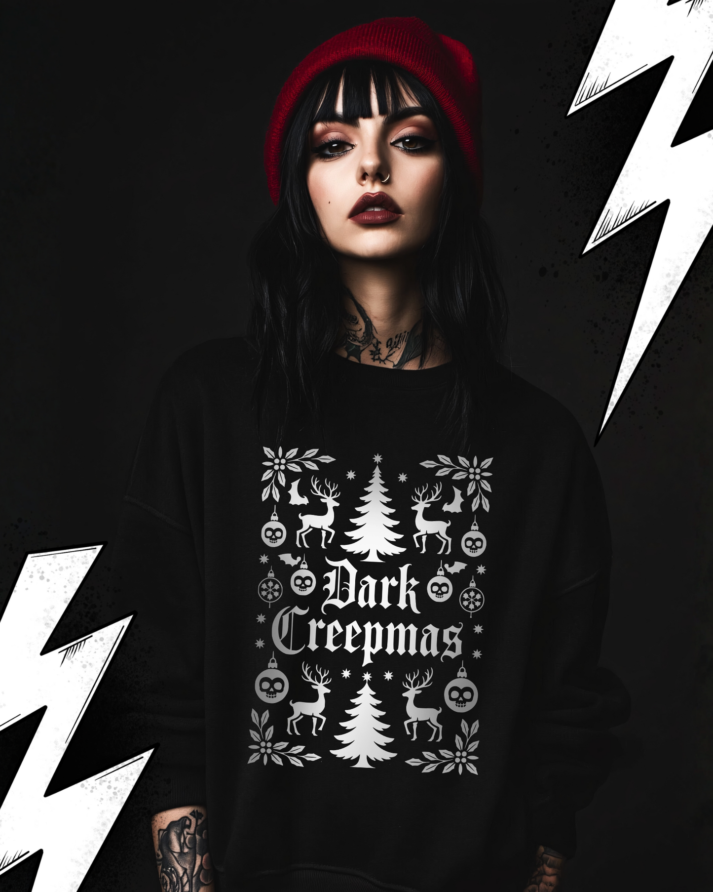 Premium Organic Sweatshirt UNISEX - Dark Creepmas Ugly Christmas Sweater