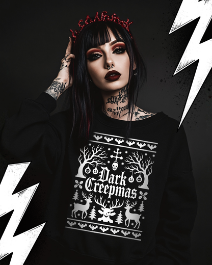 Premium Organic Sweatshirt UNISEX - Dark Creepmas Ugly Christmas Sweater