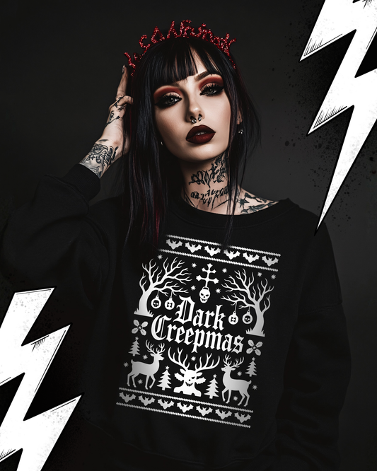 Premium Organic Sweatshirt UNISEX - Dark Creepmas Ugly Christmas Sweater