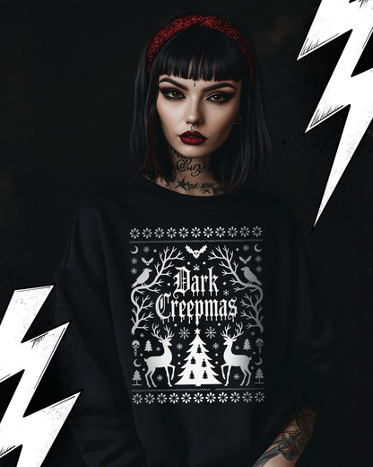 Premium Organic Sweatshirt UNISEX - Dark Creepmas Ugly Christmas Sweater