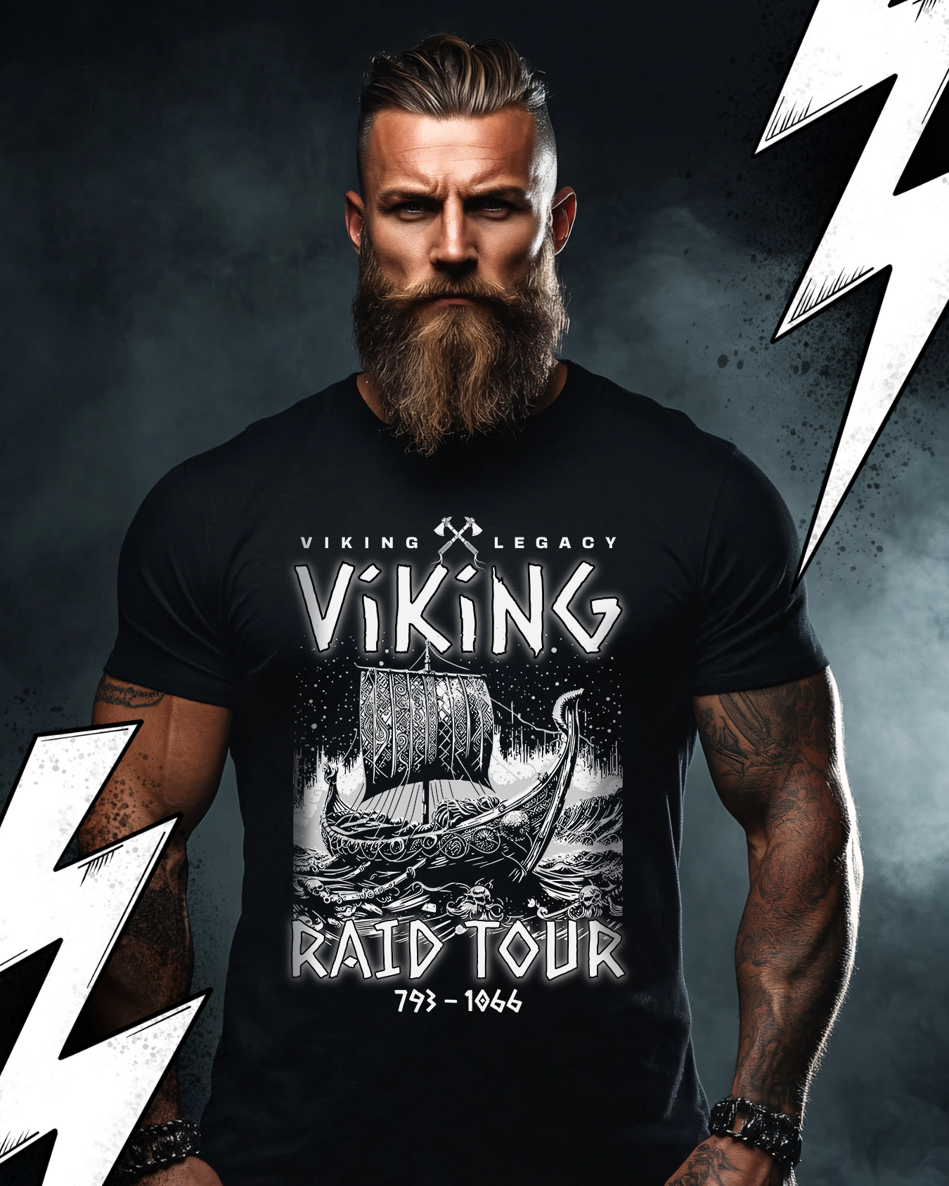 Premium T-Shirt Unisex "Viking Raid Tour" Tourdaten auf der Rückseite