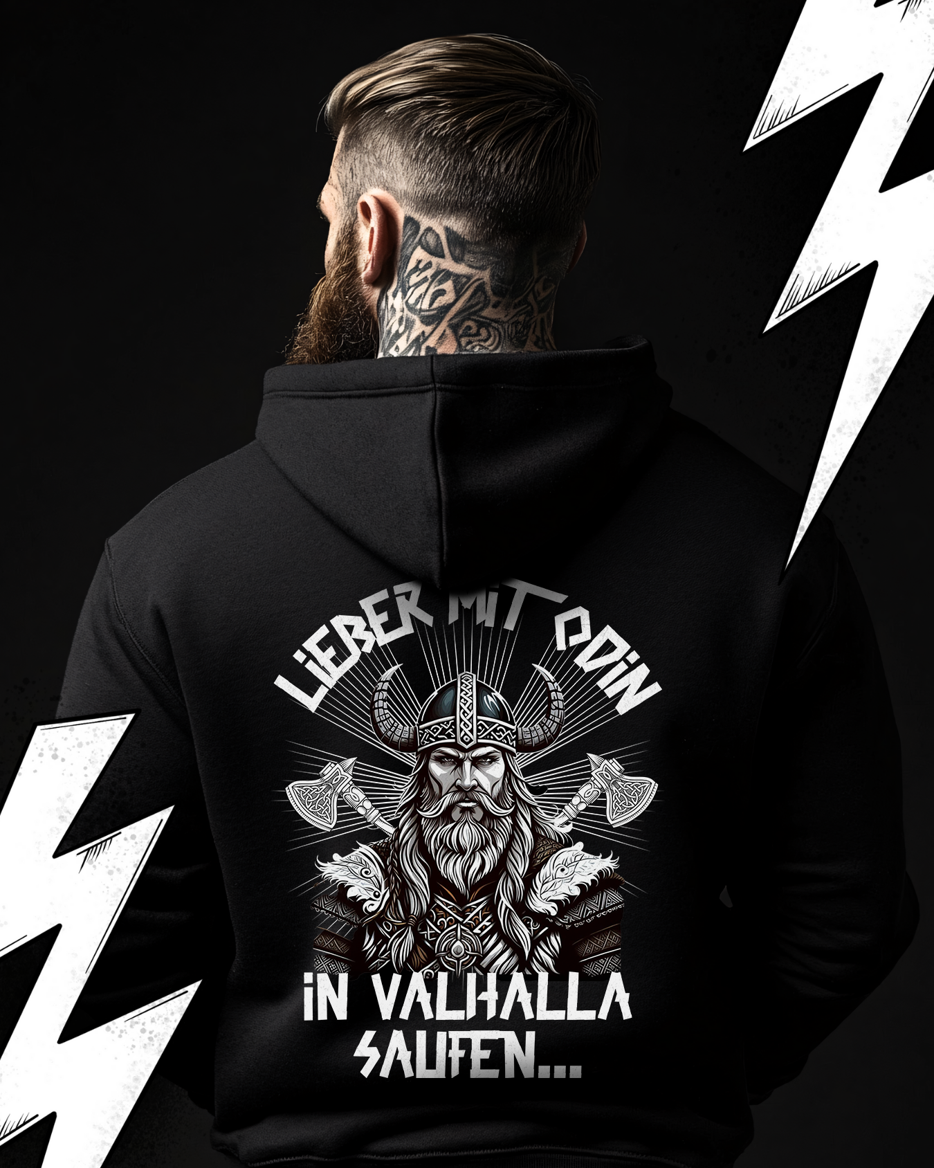 Premium Hoodie Unisex Wikinger "Lieber mit Odin in Valhalla saufen"