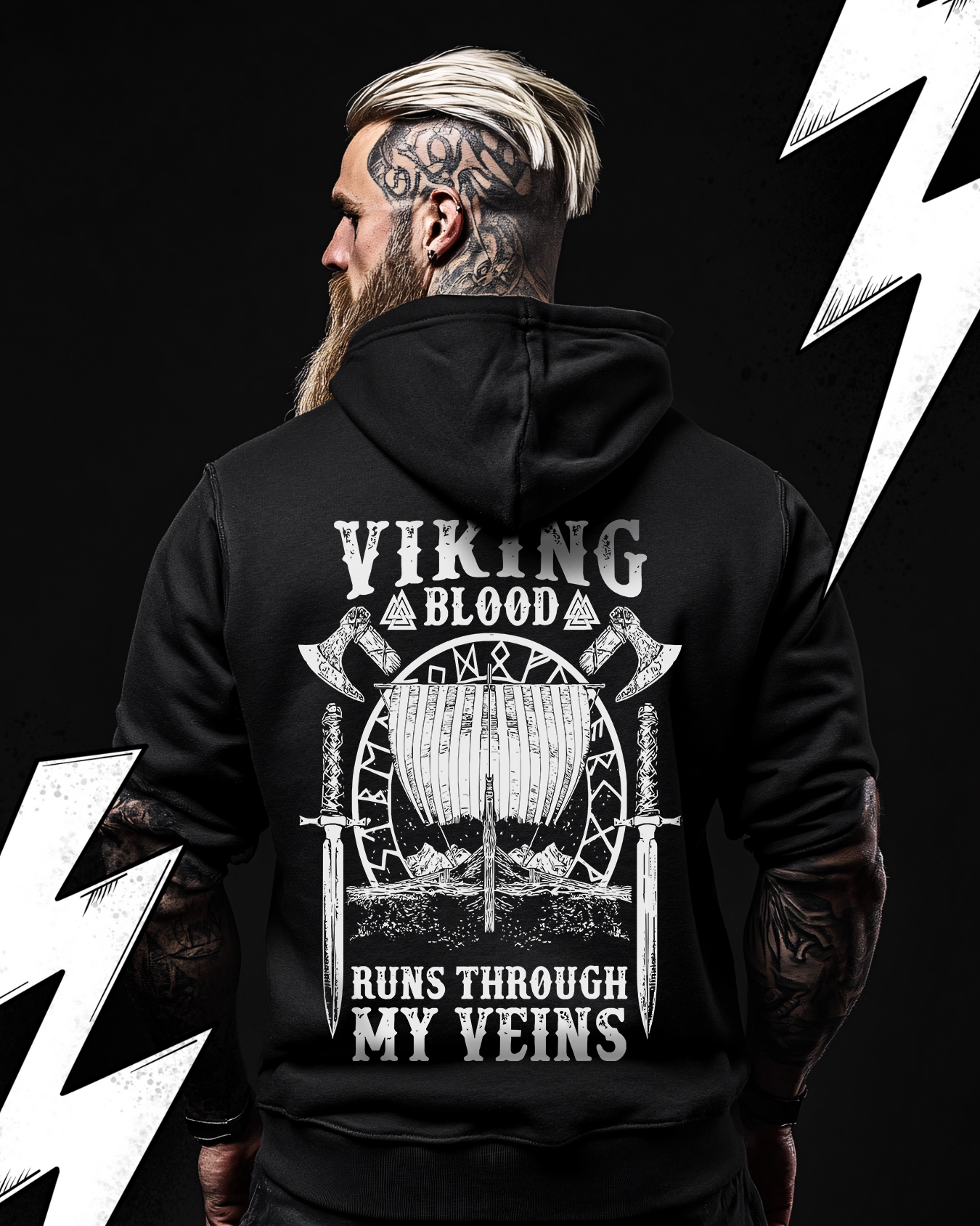 Oversized Hoodie Unisex "Viking Blood runs through my veins" Wikinger Style