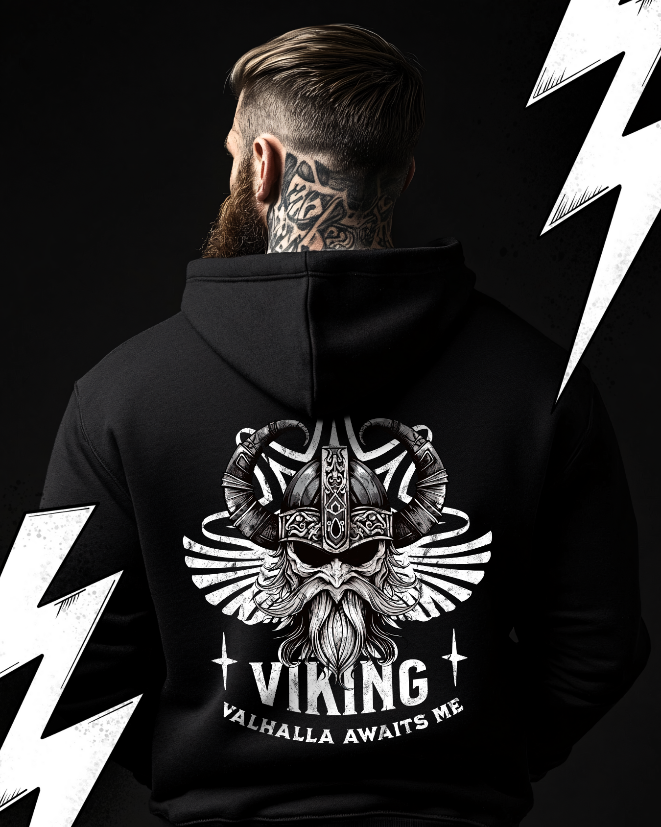 Oversized Hoodie Unisex "Valhalla Awaits Me" Wikinger Design