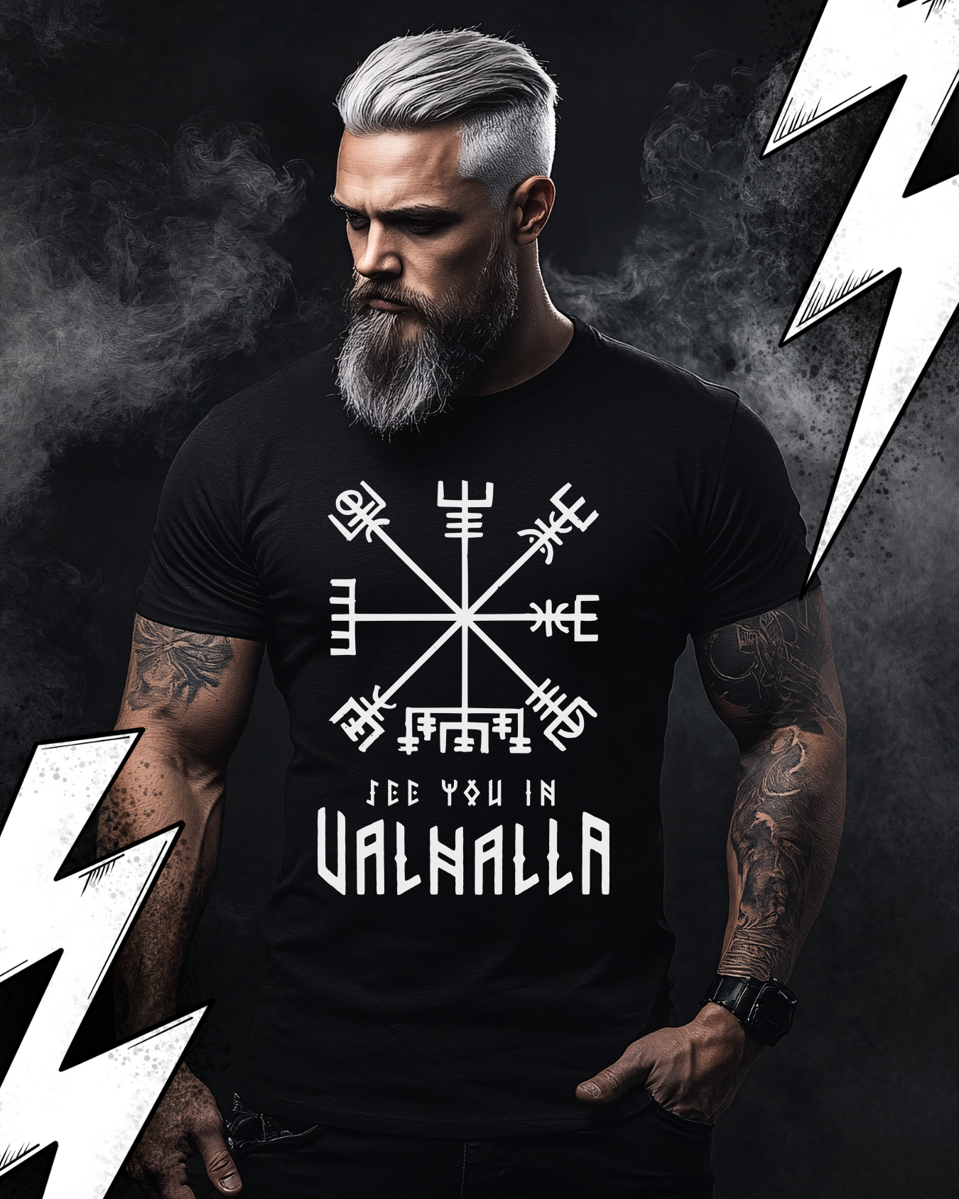 Premium T-Shirt Unisex "See you in Valhalla" Wikinger Kompass