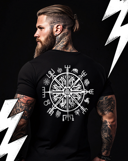 Premium T-Shirt Unisex "See you in Valhalla" Wikkinger Kompass Doppelter Print