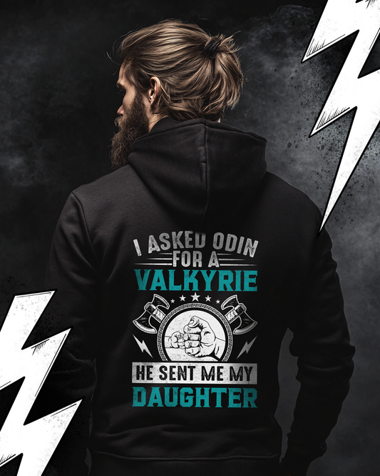 Premium Hoodie Unisex "Odin sent me a Daughter" Wikinger Hoodie für Papas