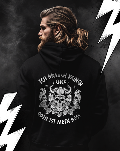 Vikings Hoodie Unisex "Odin ist mein Boss" Lustiger Wikinger Hoodie