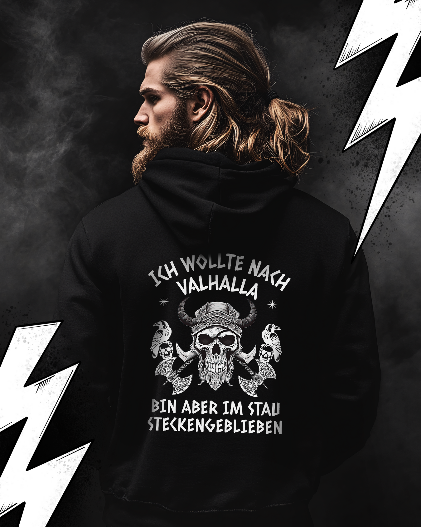 Wikinger Hoodie Unisex "Valhalla wartet" Wikinger Nordmann Hoodie