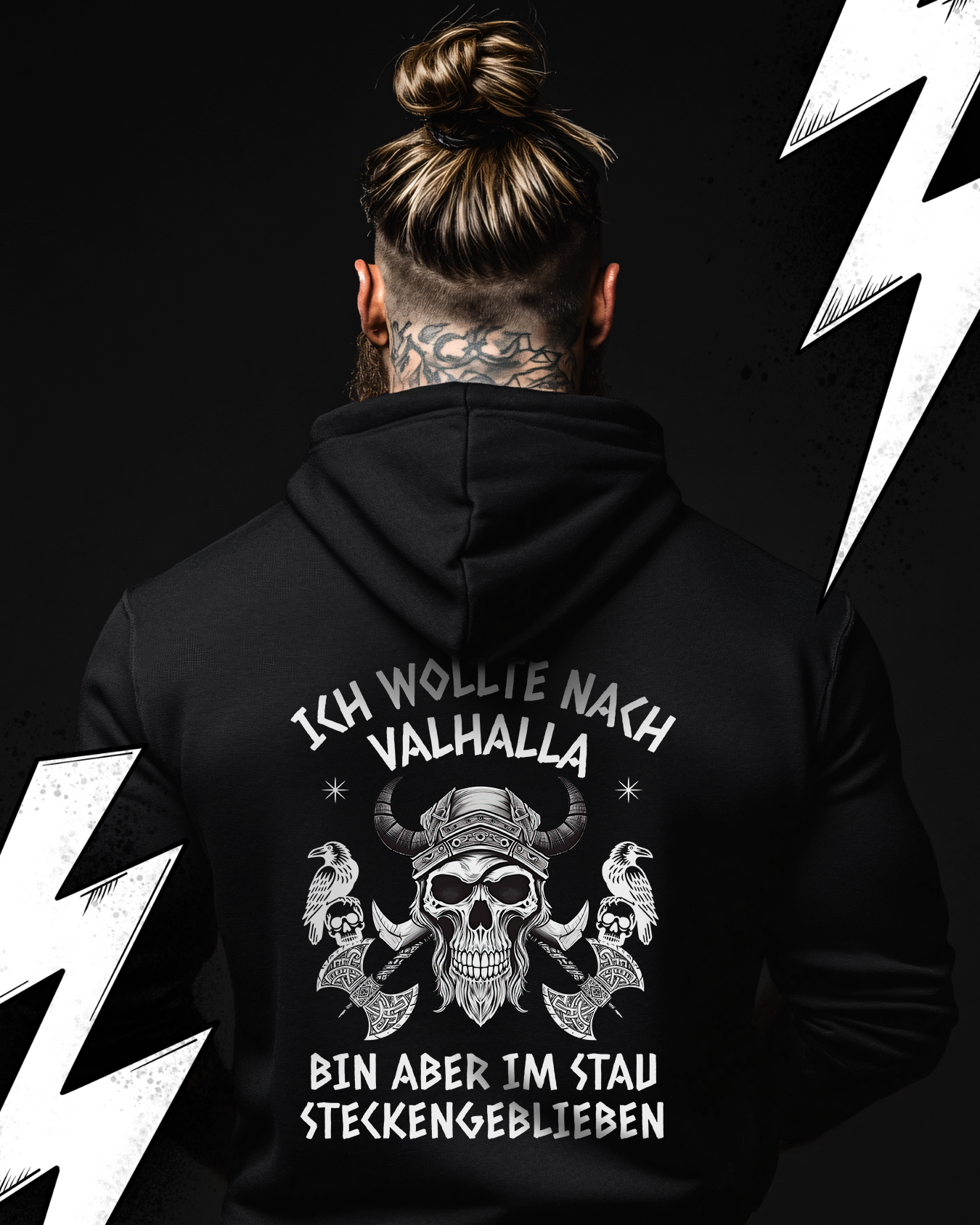 Wikinger Hoodie Unisex "Valhalla wartet" Wikinger Nordmann Hoodie