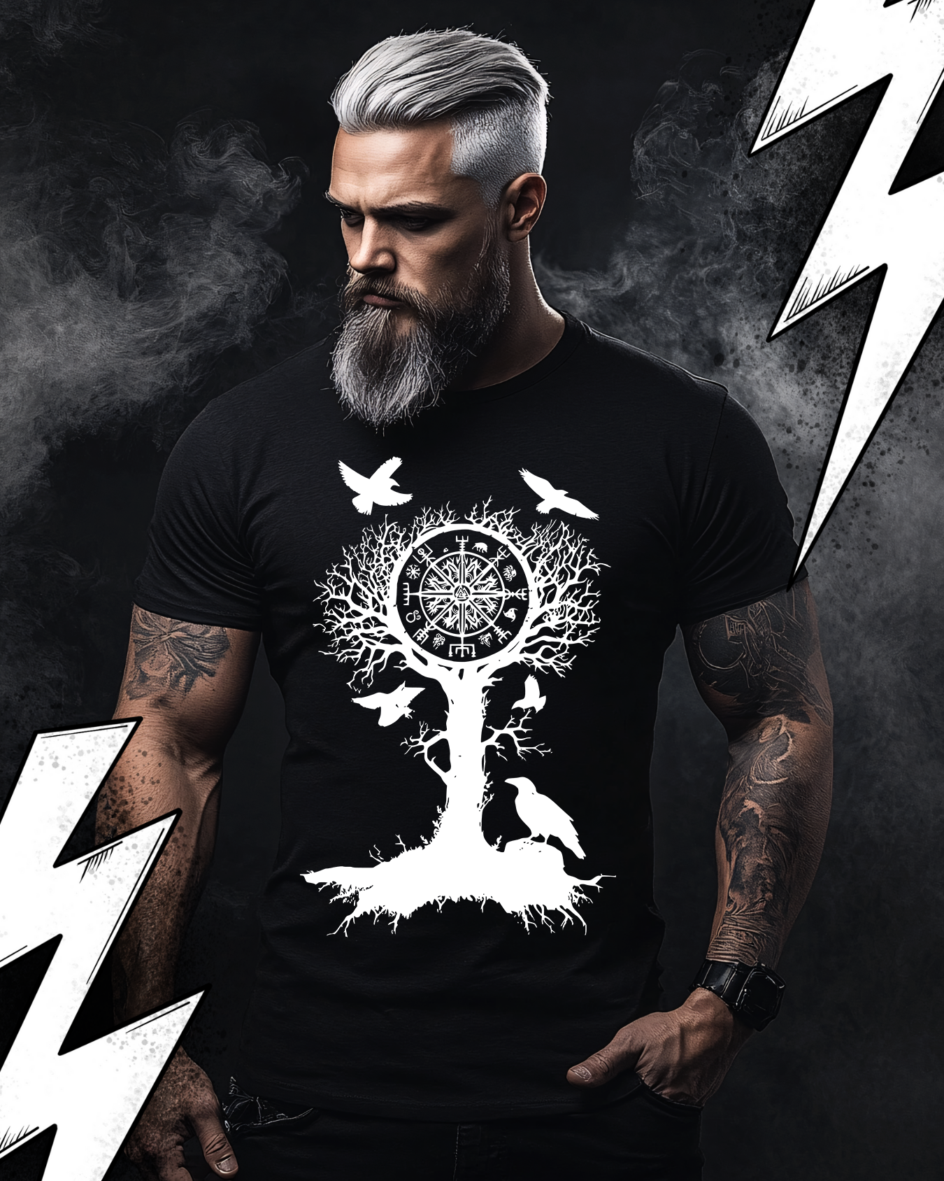 Wikinger T-Shirt Unisex "Yggdrasil" Wikinger Kompass Shirt