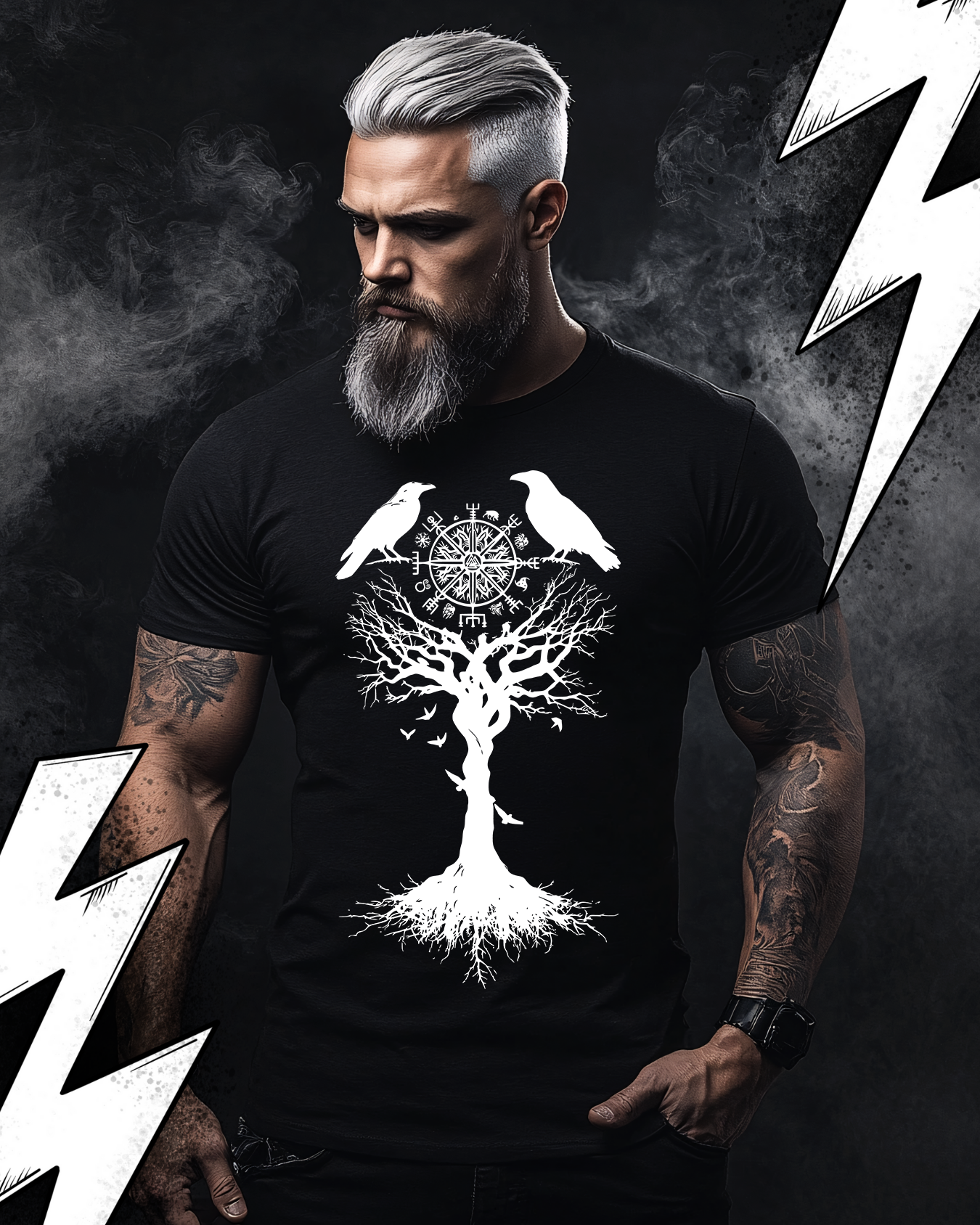 Wikinger T-Shirt Unisex "Yggdrasil" Wikinger Kompass Shirt