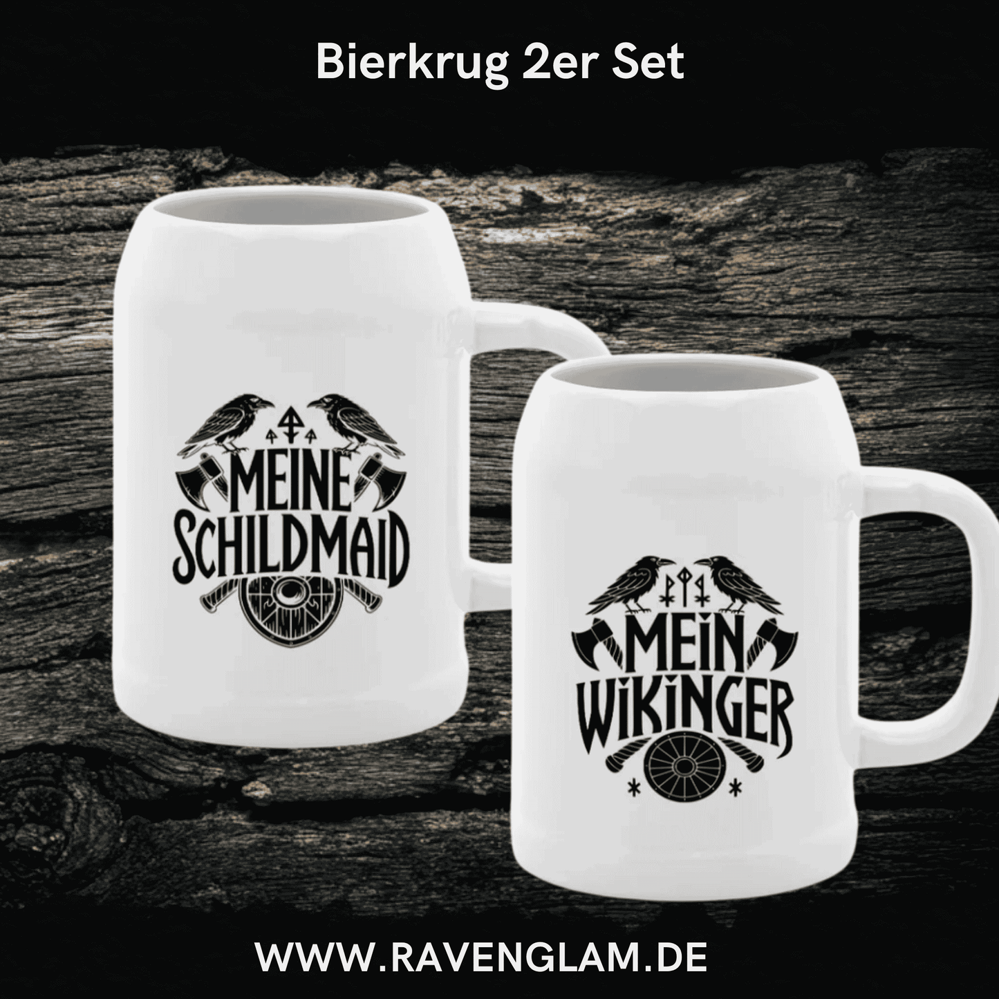Wikinger Love - 2er Set Wikinger Bierkrug für echte Nordmänner und Schildmaiden