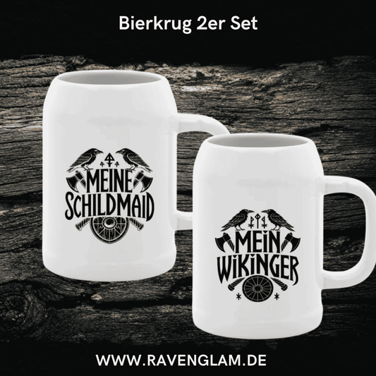 Wikinger Love - 2er Set Wikinger Bierkrug für echte Nordmänner und Schildmaiden