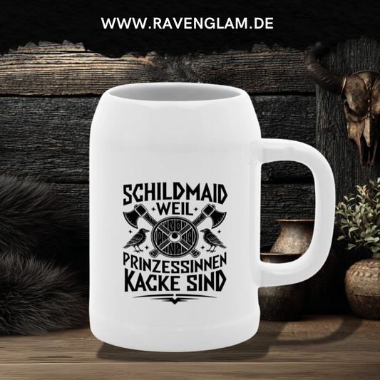 Schildmaid weil Prinzessinnen Kacke sind - Wikinger Bierkrug für echte Nordmänner & Wikinger-Fans