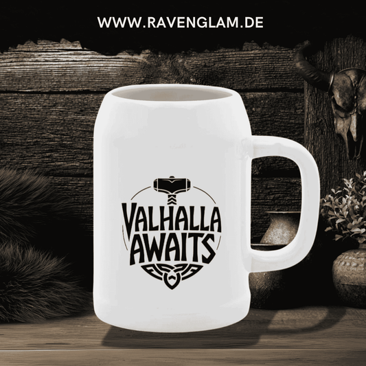 Valhalla Awaits - Wikinger Bierkrug für echte Nordmänner & Wikinger-Fans