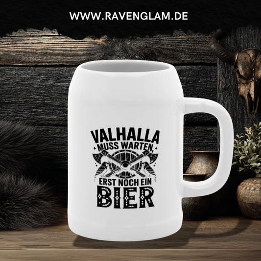 Valhalla muss warten, erst noch ein Bier - Wikinger Bierkrug für echte Nordmänner & Wikinger-Fans