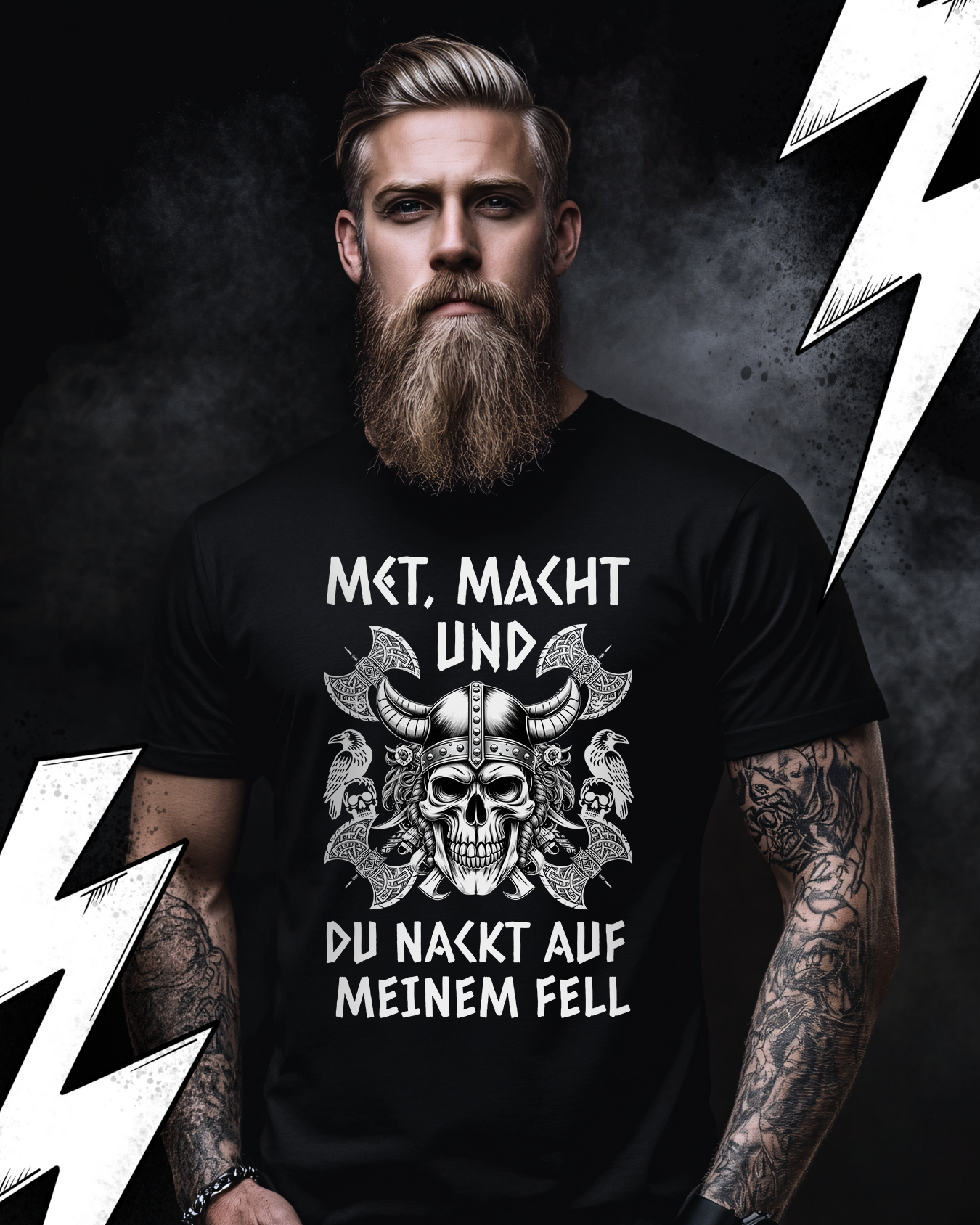 Wikinger T-Shirt Unisex "Nackt auf meinem Fell" Kinky Wikinger Shirt