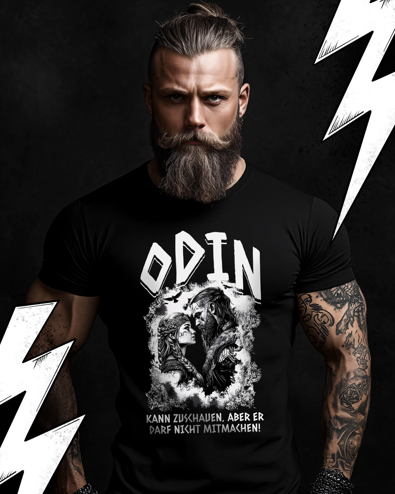 Wikinger T-Shirt Unisex "Odin darf zuschauen" Witziges Shirt