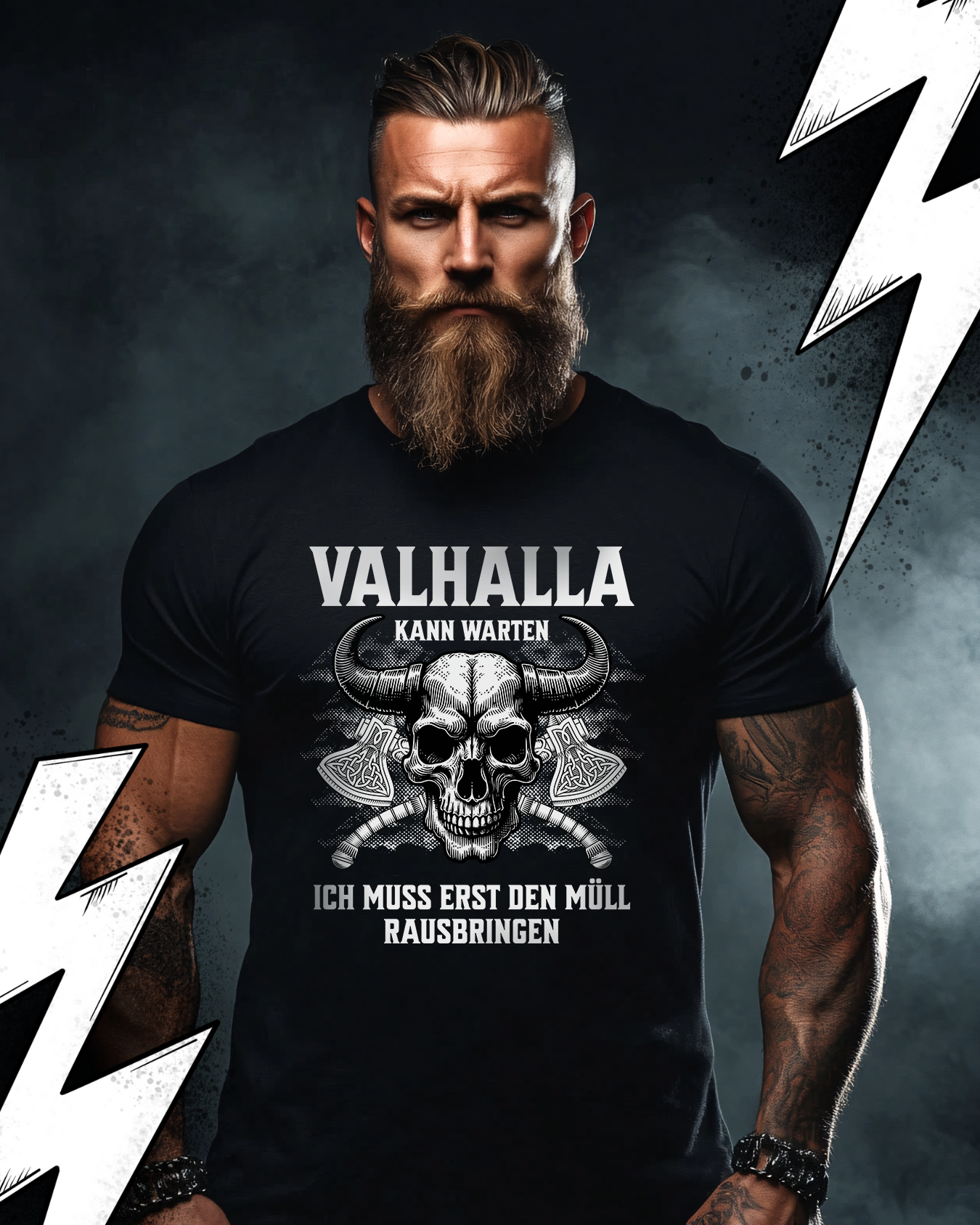 Wikinger T-Shirt Unisex "Valhalla Müll rausbringen" Witziges Shirt