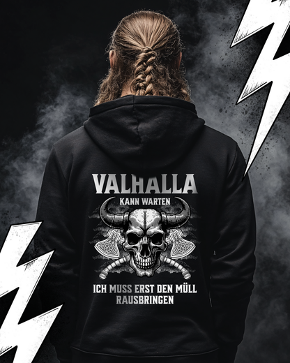 Premium Hoodie Unisex "Valhalla Müll rausbringen" Witziger Wikinger Hoodie