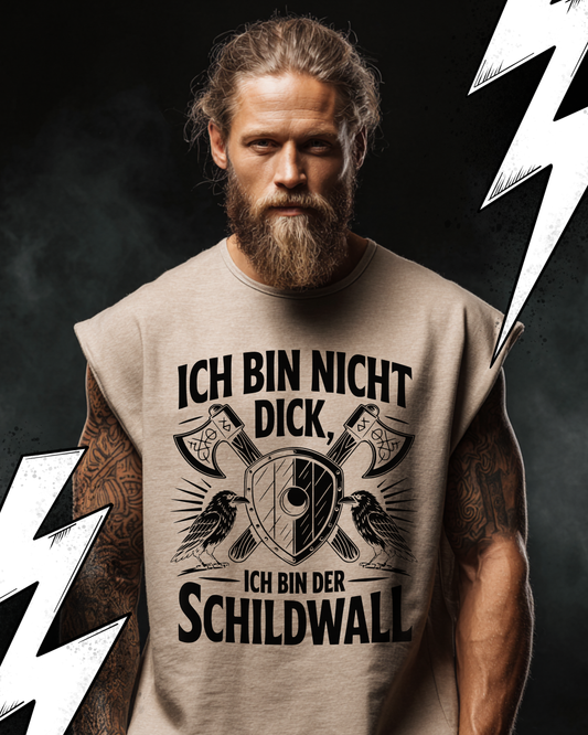 Ich bin nicht dick - Wikinger Oversize Sleeveless Tee für Herren – Locker sitzendes Wikinger Shirt