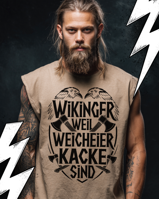 Wikinger weil Weicheier Kacke sind - Wikinger Oversize Sleeveless Tee für Herren – Locker sitzendes Wikinger Shirt