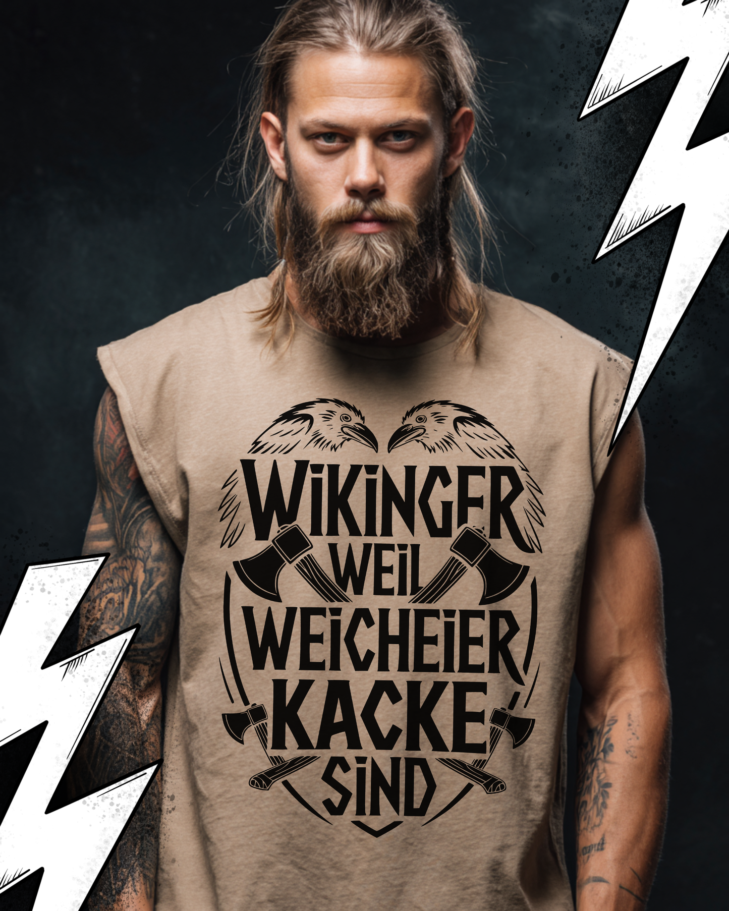 Wikinger weil Weicheier Kacke sind - Wikinger Sparset – Oversize Sleeveless Shirt + Bierkrug im Bundle