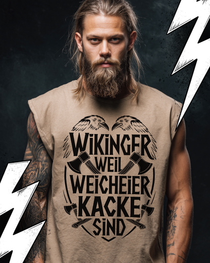 Wikinger weil Weicheier Kacke sind - Wikinger Sparset – Oversize Sleeveless Shirt + Bierkrug im Bundle