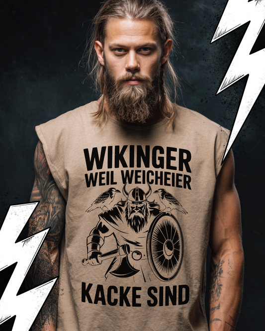 Wikinger weil Weicheier Kacke Sind - Wikinger Oversize Sleeveless Tee für Herren – Locker sitzendes Wikinger Shirt