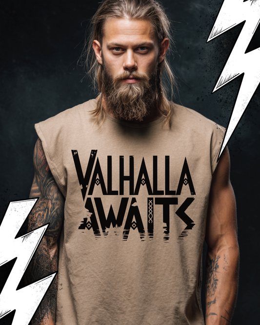 Valhalla Awaits - Wikinger Oversize Sleeveless Tee für Herren – Locker sitzendes Wikinger Shirt