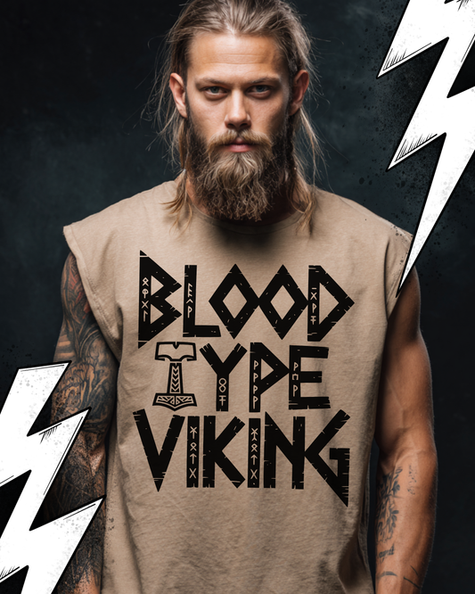 Blood Type Viking - Wikinger Oversize Sleeveless Tee für Herren – Locker sitzendes Wikinger Shirt