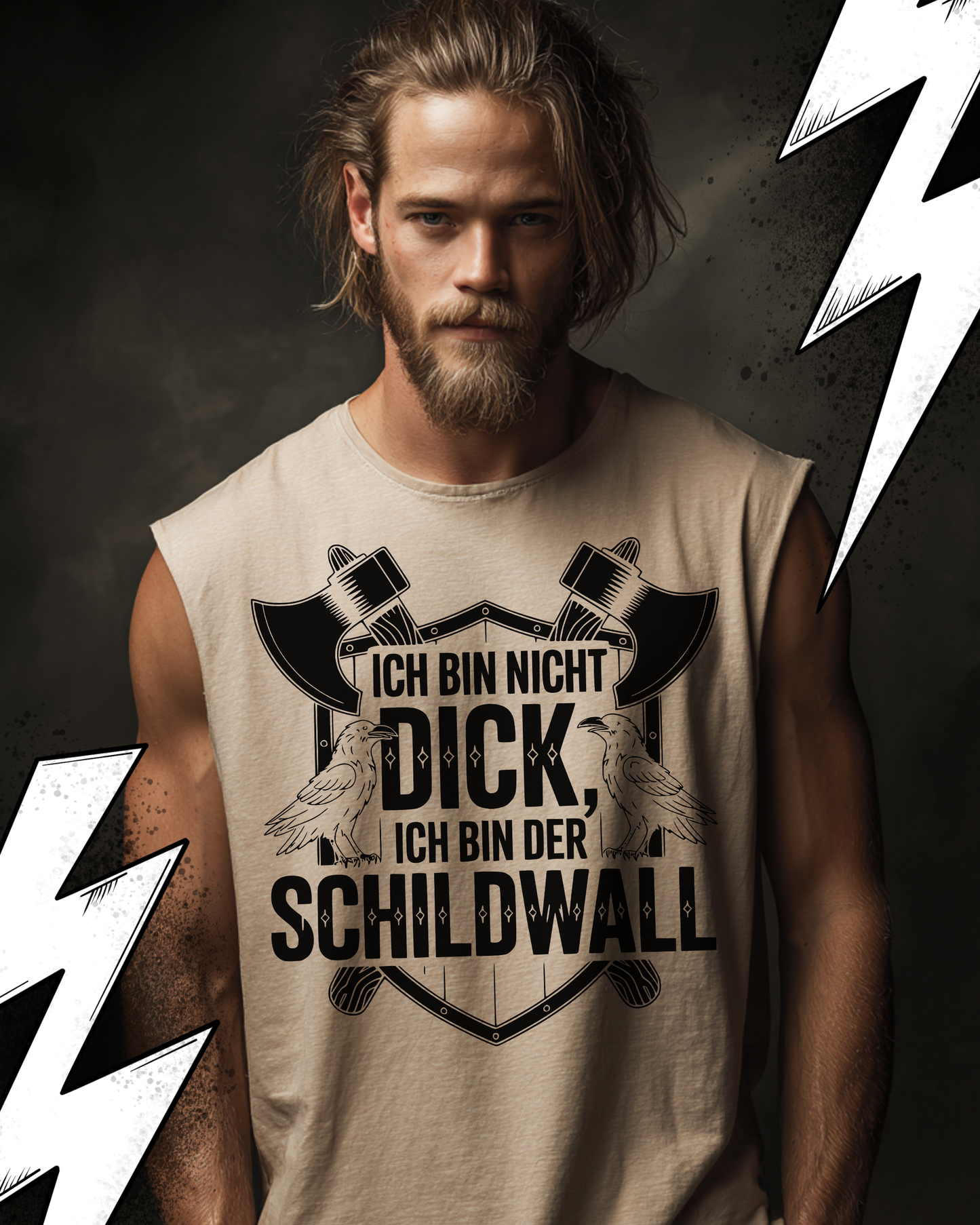 Ich bin nicht Dick, Ich bin der Schildwall - Wikinger Oversize Sleeveless Tee für Herren – Locker sitzendes Wikinger Shirt
