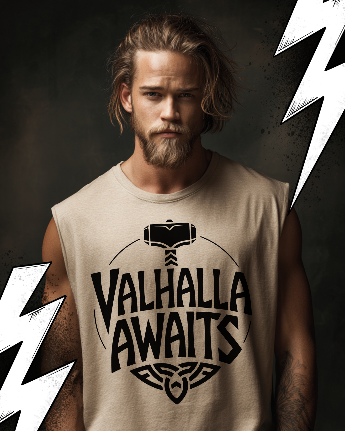 Valhalla Awaits - Wikinger Oversize Sleeveless Tee für Herren – Locker sitzendes Wikinger Shirt