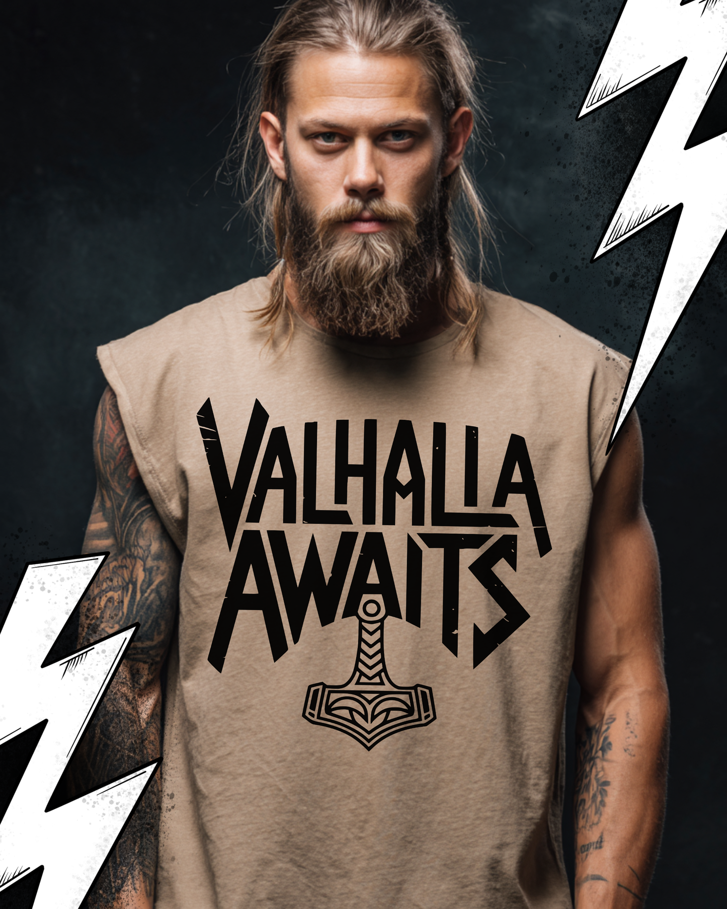 Valhalla Awaits - Wikinger Oversize Sleeveless Tee für Herren – Locker sitzendes Wikinger Shirt