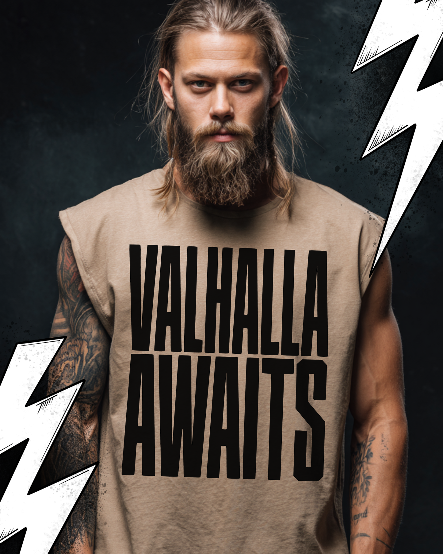 Valhalla Awaits - Wikinger Oversize Sleeveless Tee für Herren – Locker sitzendes Wikinger Shirt