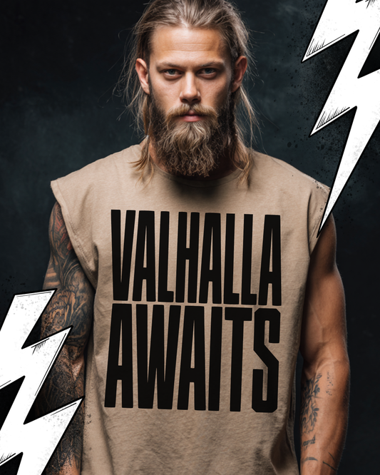 Valhalla Awaits - Wikinger Oversize Sleeveless Tee für Herren – Locker sitzendes Wikinger Shirt