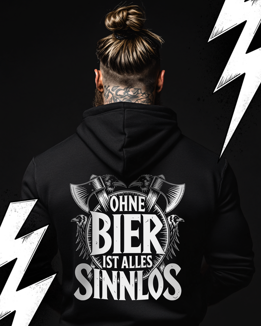 Ohne Bier ist alles Sinnlos - Wikinger Hoodie Unisex, Nordmann, Pagan, Valhalla Hoodie