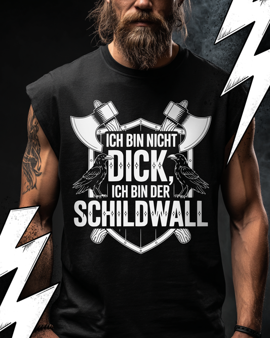 Ich bin nicht Dick, Ich bin der Schildwall - Wikinger Oversize Sleeveless Tee für Herren – Locker sitzendes Wikinger Shirt