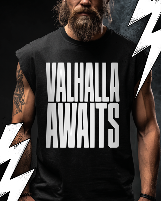 Valhalla Awaits - Wikinger Oversize Sleeveless Tee für Herren – Locker sitzendes Wikinger Shirt