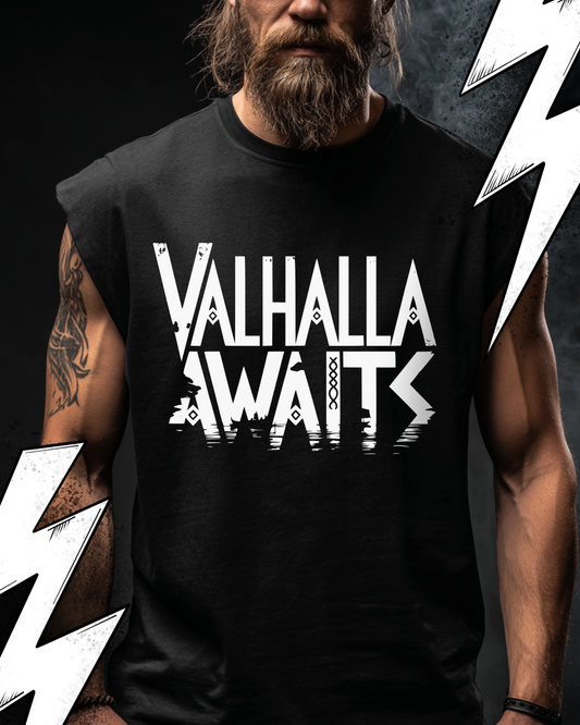 Valhalla Awaits - Wikinger Oversize Sleeveless Tee für Herren – Locker sitzendes Wikinger Shirt