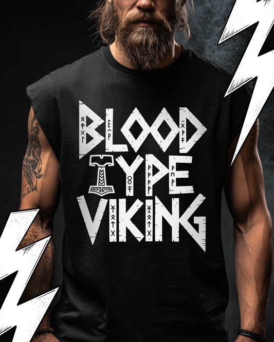 Blood Type Viking - Wikinger Oversize Sleeveless Tee für Herren – Locker sitzendes Wikinger Shirt