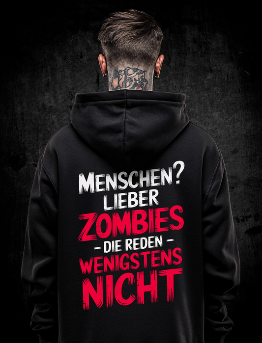 Premium Hoodie Unisex "Menschen oder lieber Zombies"