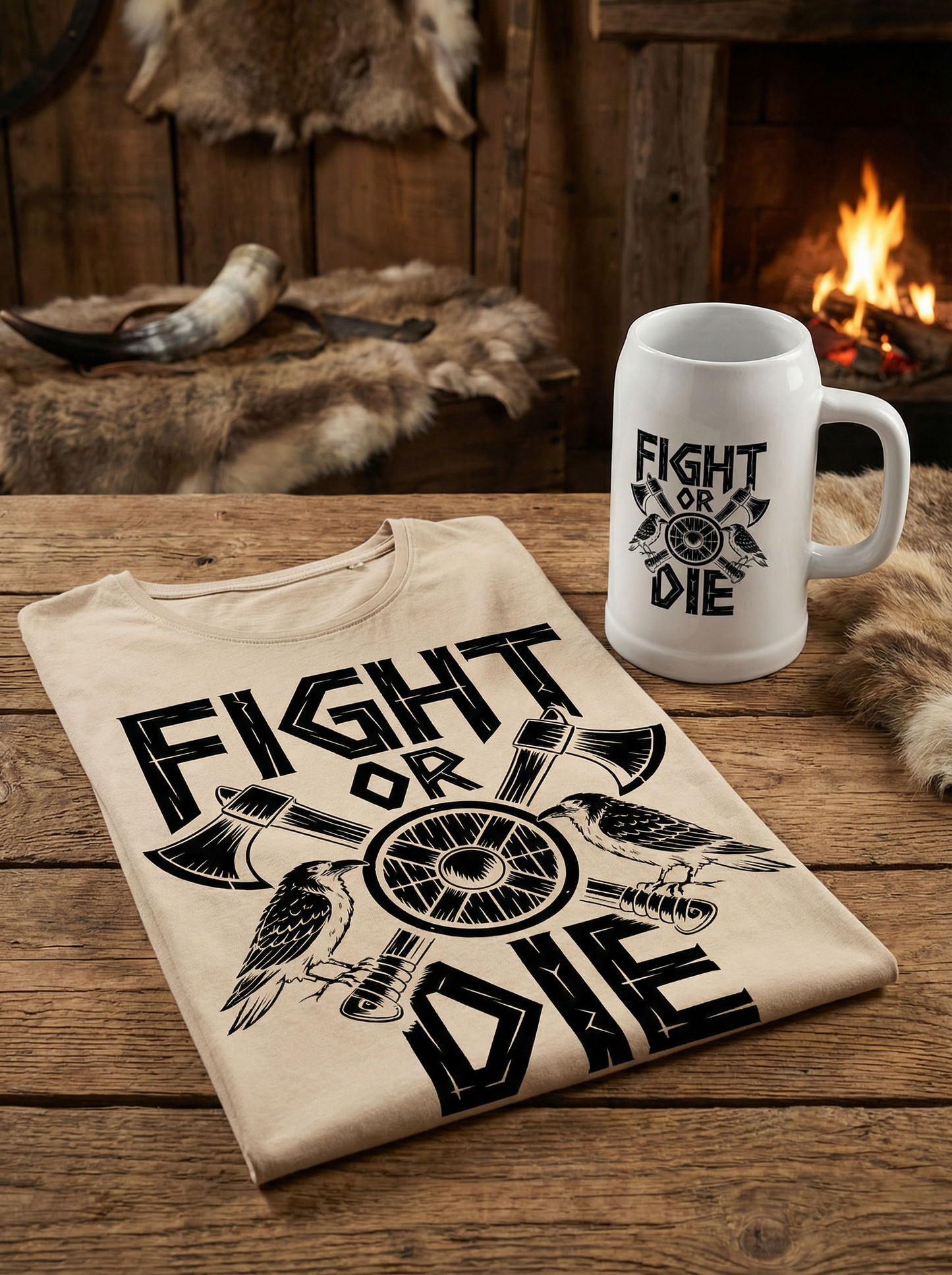 Fight or Die - Wikinger Sparset – Oversize Sleeveless Shirt + Bierkrug im Bundle