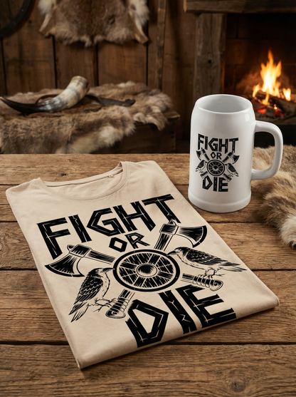 Fight or Die - Wikinger Sparset – Oversize Sleeveless Shirt + Bierkrug im Bundle
