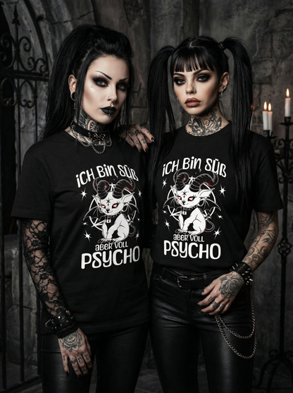 Ich bin süß aber voll Psycho Baphomet Partnerlook - T-Shirt Set für Pärchen oder Besties