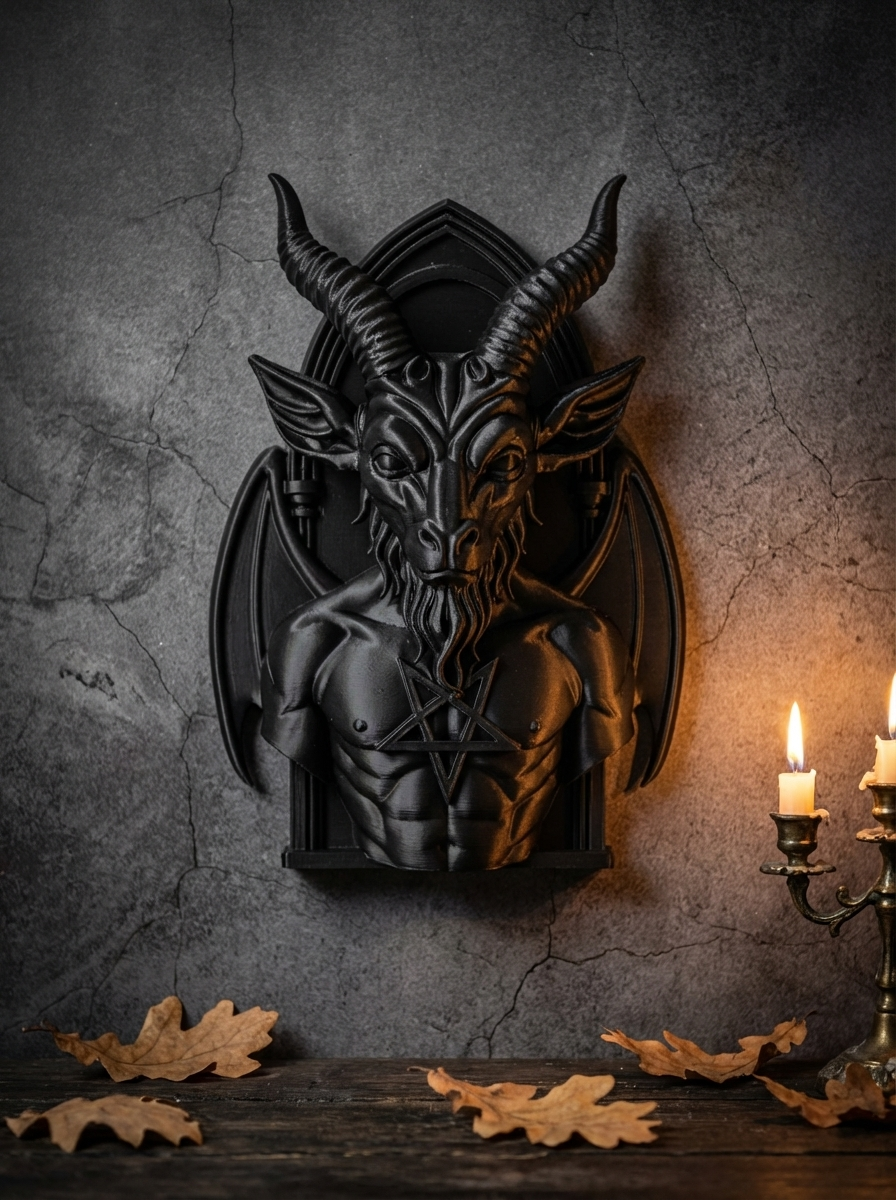 Gothic Baphomet Wandrelief – Dark Wall Art im Gothic & Occult Stil (3D-Druck)