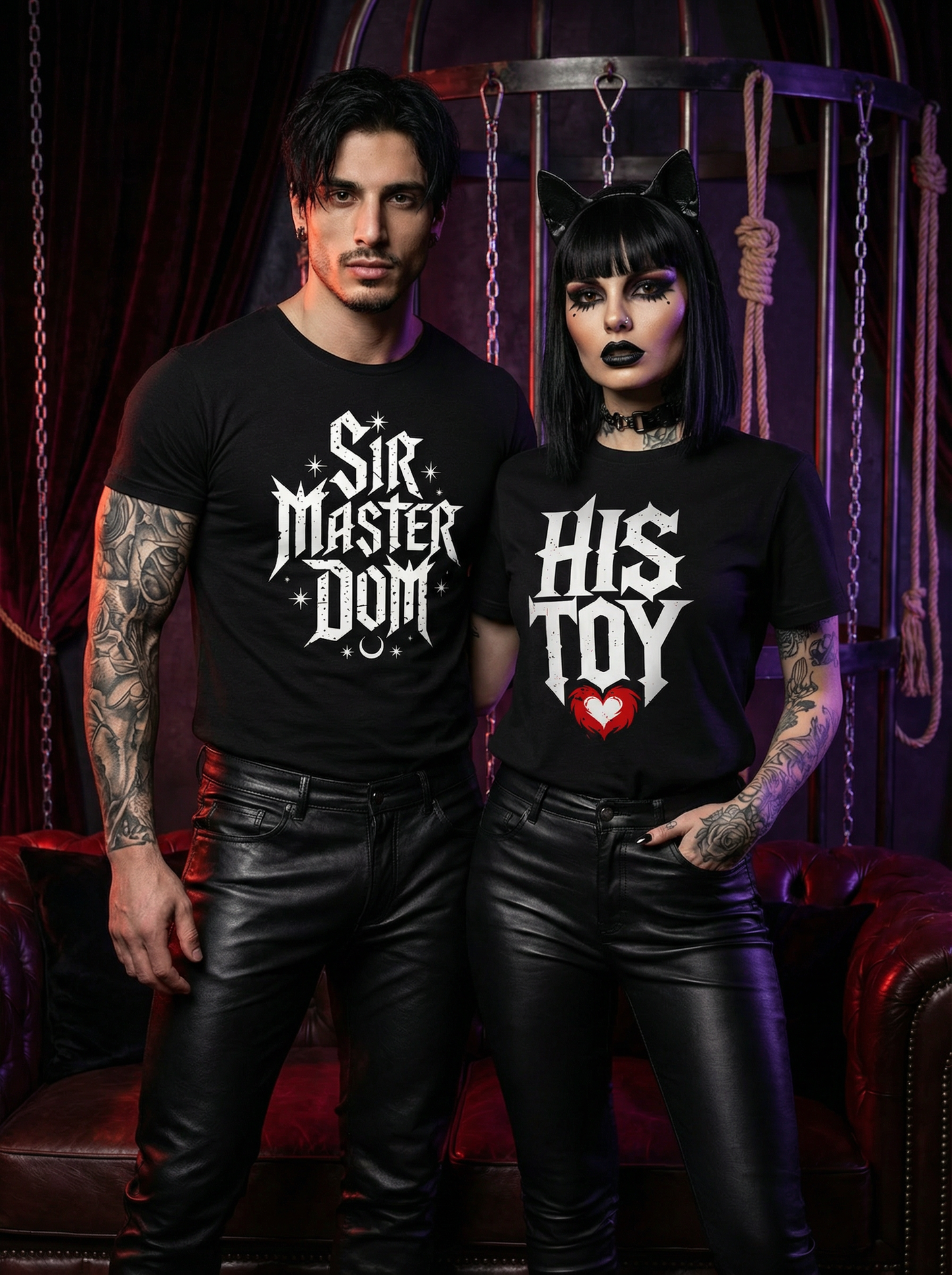 Sir Master & His Toy - Kinky Gothic BDSM  T-Shirt Set